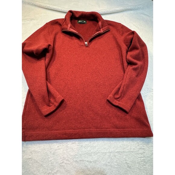 Eddie Bauer Mens Quarter Zip Fleece Knit Pullover Size Medium Sweater Dark Red - Picture 1 of 11
